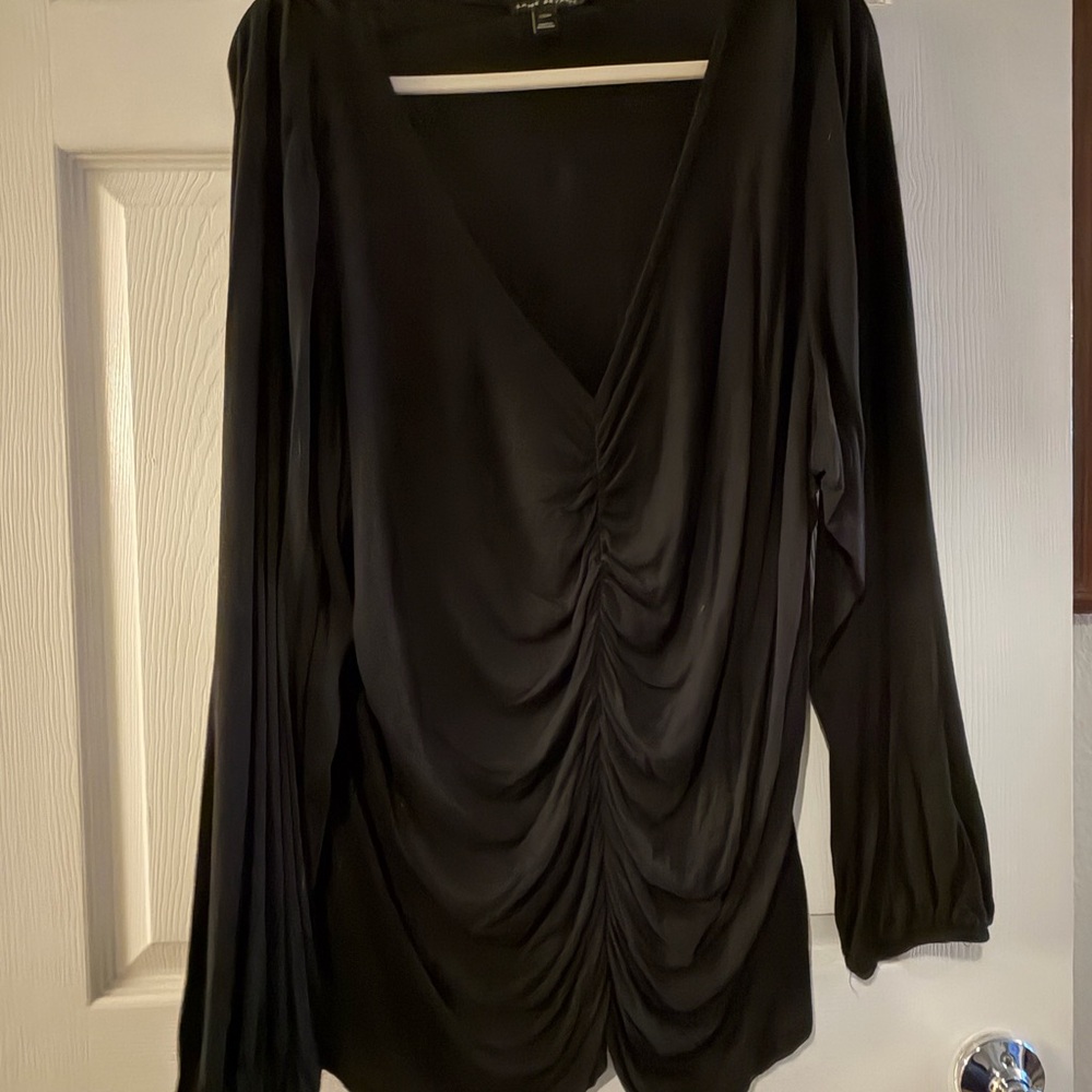 Lane Bryant Black Ruched Blouse
